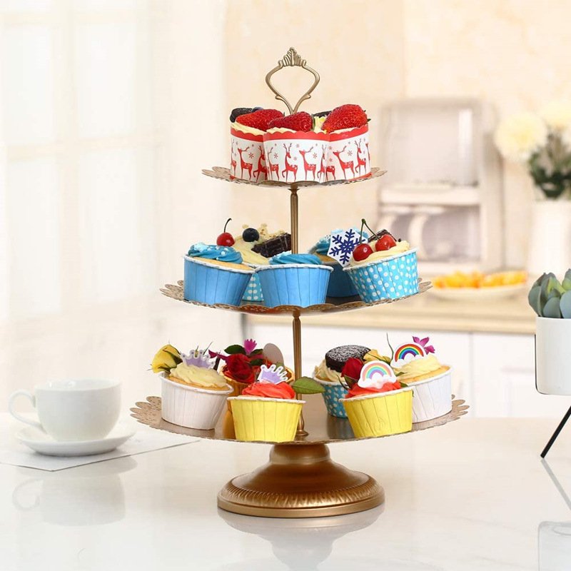 Wholesale 9pcs Round Cake Decorations Supplies Dessert Table Cupcake Display Tray Wedding Party Metal Painted Cake Stand Set