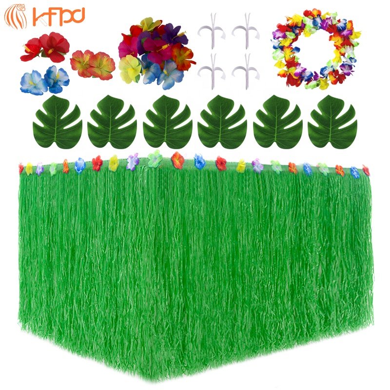 Hawaiian table skirt home picnic birthday party decorations Colorful Decor Grass Skirt Curtain Summer Luau Beach Party Supplies