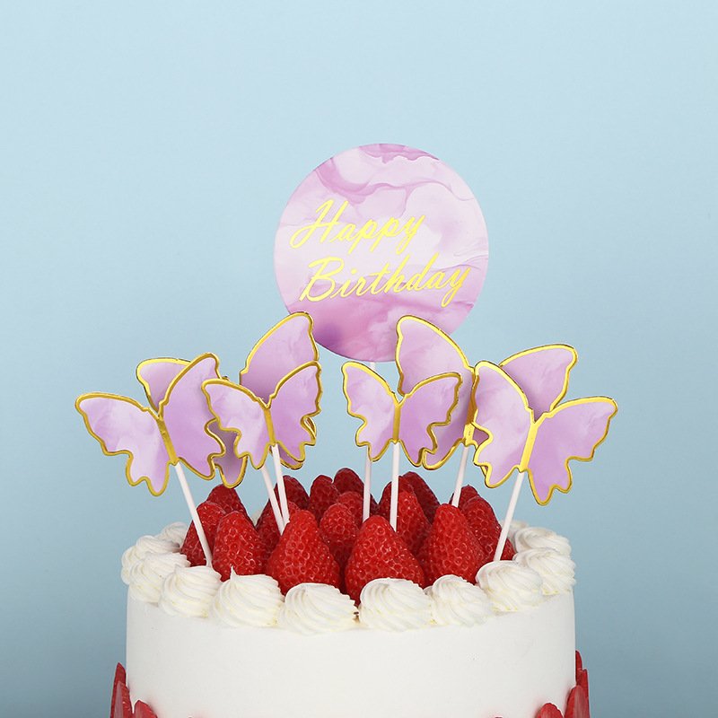 Hot selling 7pcs set Butterfly Cake Topper cake decoration supplies birthday party cake accessories