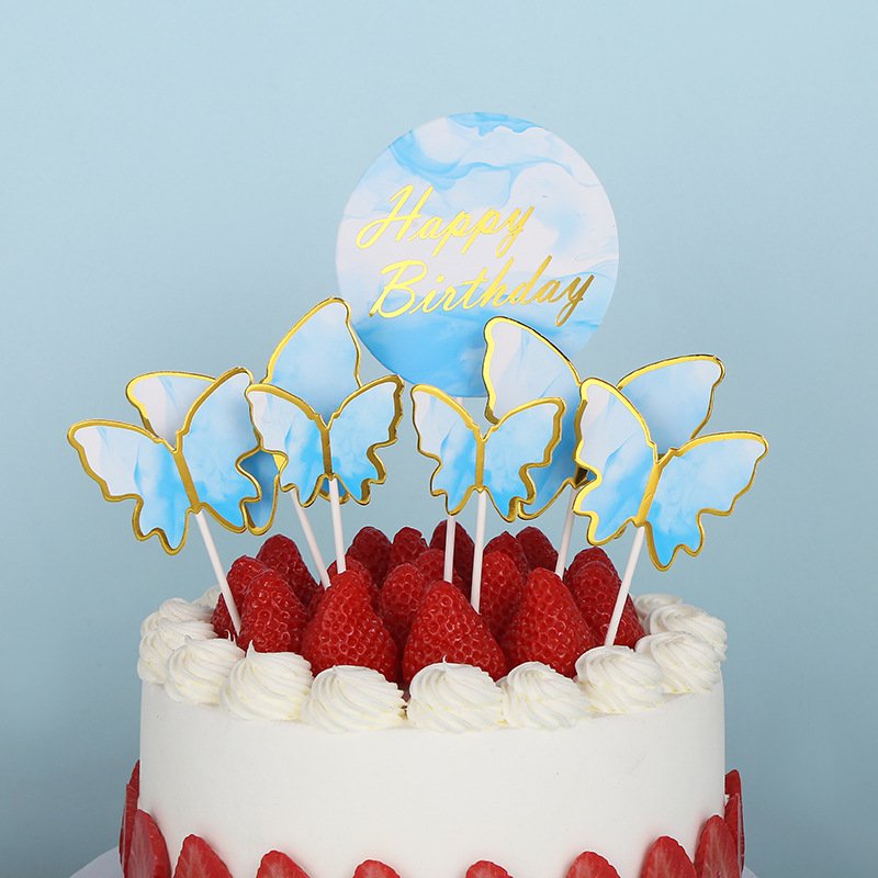 Hot selling 7pcs set Butterfly Cake Topper cake decoration supplies birthday party cake accessories