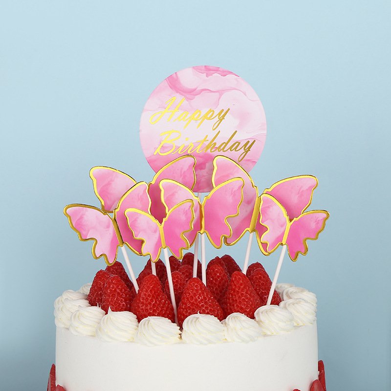 Hot selling 7pcs set Butterfly Cake Topper cake decoration supplies birthday party cake accessories