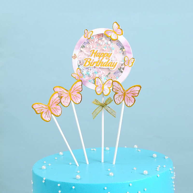Hot selling 7pcs set Butterfly Cake Topper cake decoration supplies birthday party cake accessories