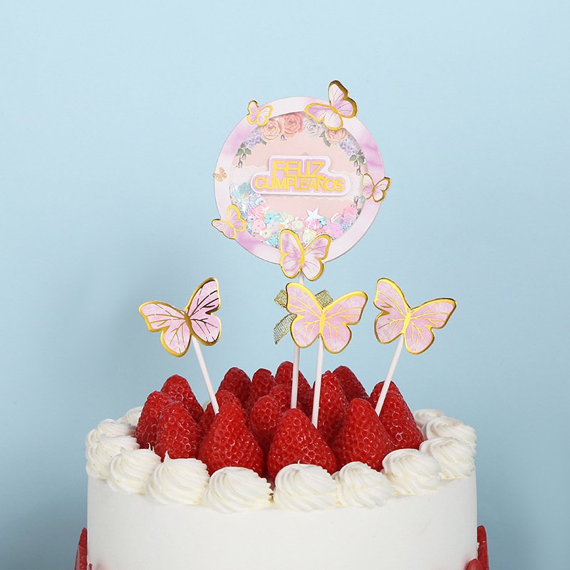 Hot selling 7pcs set Butterfly Cake Topper cake decoration supplies birthday party cake accessories