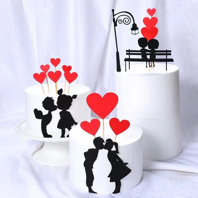 Hot selling paper Kissing couples Love cake decoration cake topper for Valentine's Day cake decoration