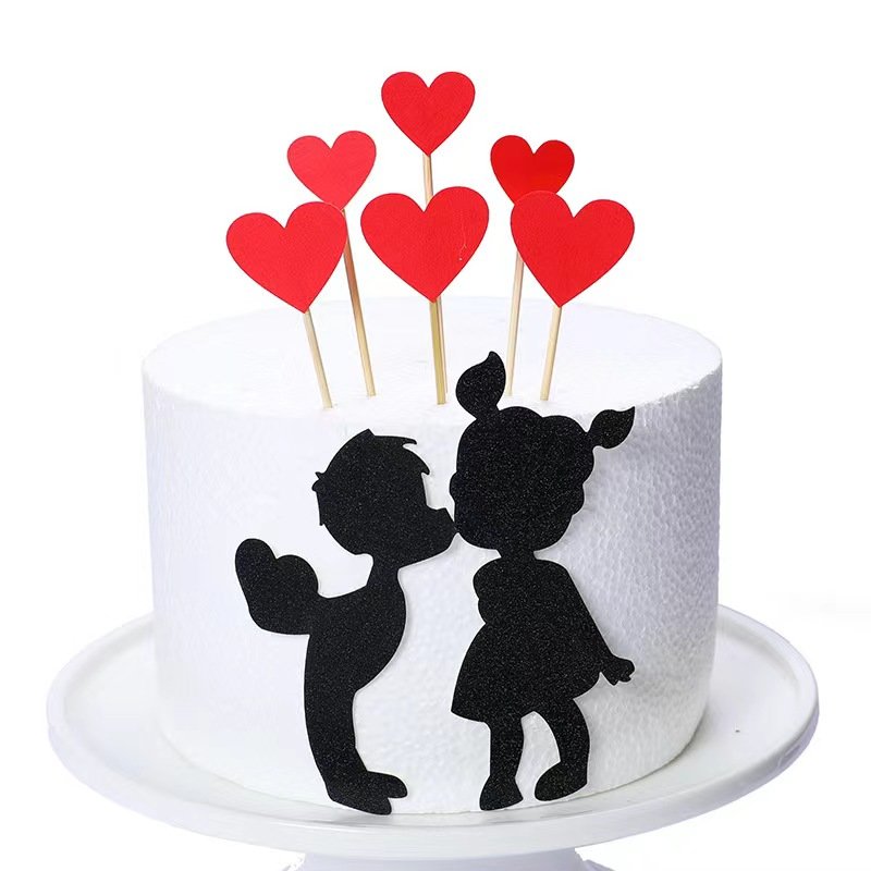 Hot selling paper Kissing couples Love cake decoration cake topper for Valentine's Day cake decoration