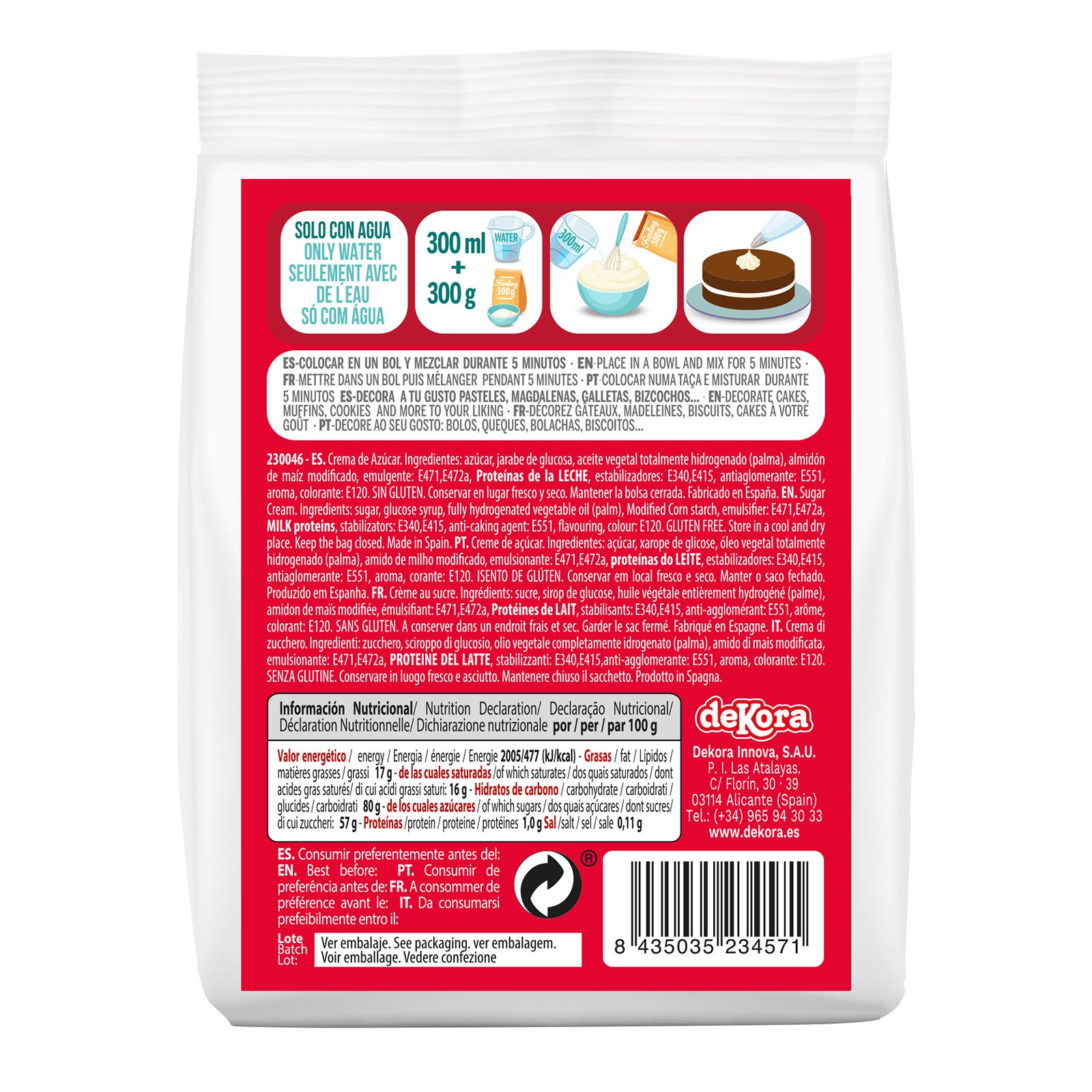 Dekora Brand Display Of 4 Bags Of 300G Rich Rose Frosting Powder Ideal For Cakes & Desserts