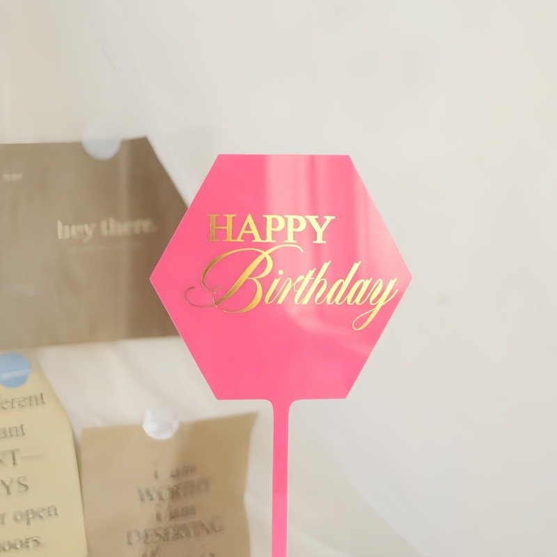 New ins style happy birthday hot cake decoration hot acrylic cake tag party supplies cake toppers happy birthday