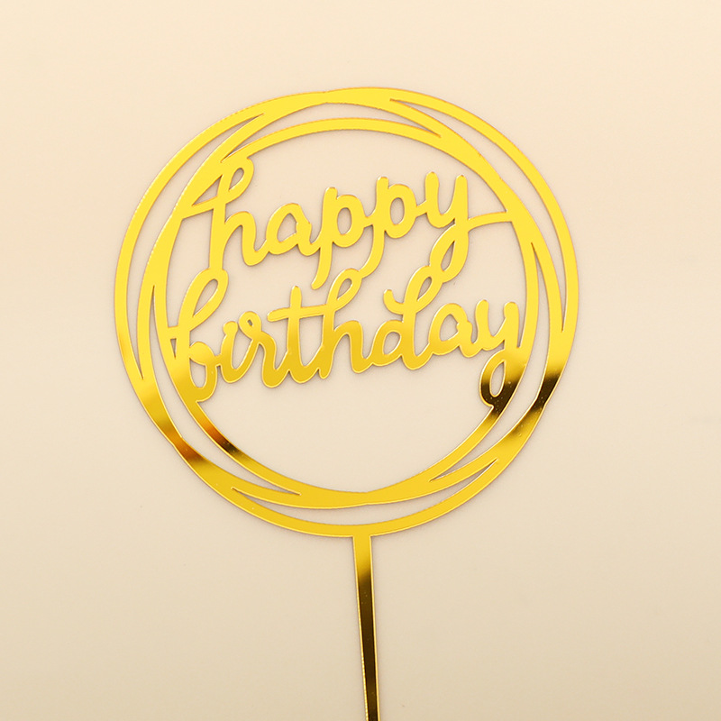 Wholesale Happy Birthday Acrylic Cake Topper for Wedding Party Cake Decoration Toppers Baking Supplies