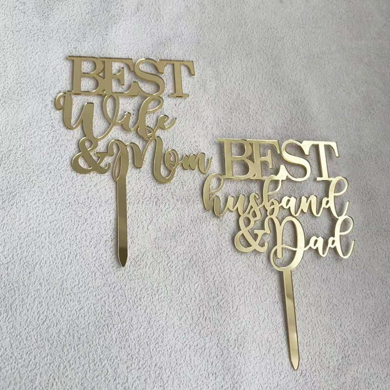New ins wind cake decoration happy birthday mom and dad english letter acrylic cake plate plug-in happy birthday cake topper