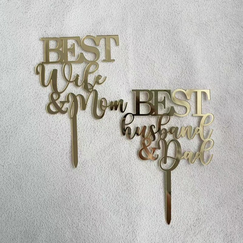 New ins wind cake decoration happy birthday mom and dad english letter acrylic cake plate plug-in happy birthday cake topper