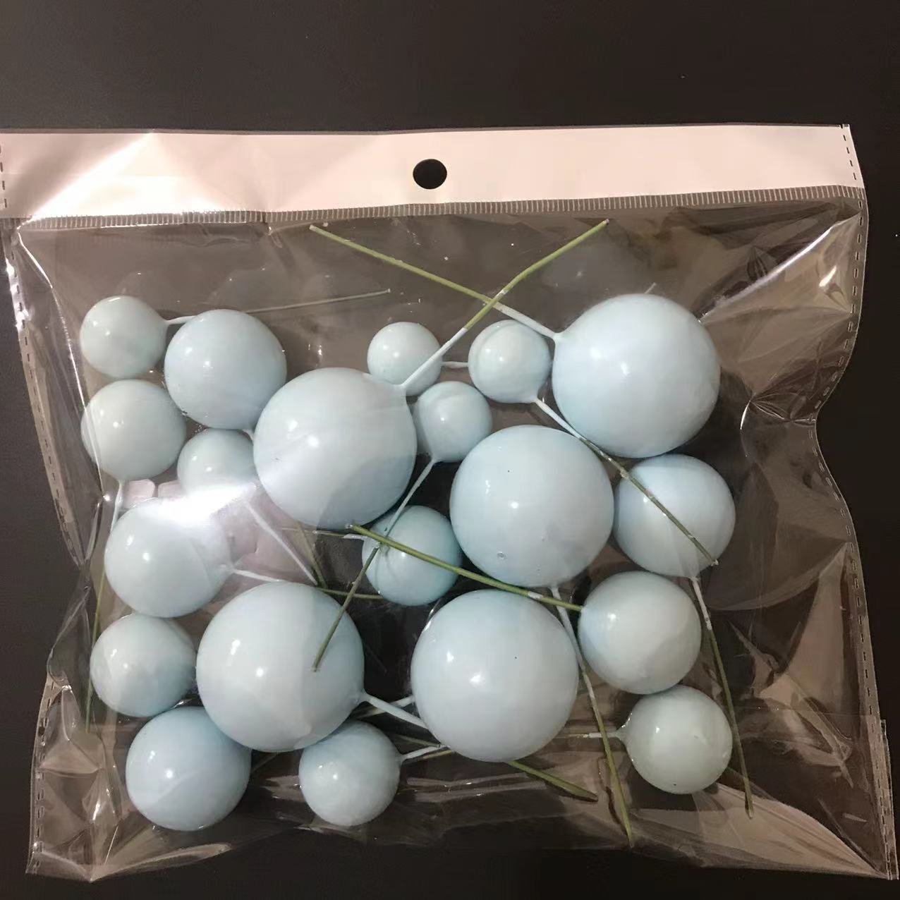 Faux Ball Cake Topper Decoration Mini Balloons Cupcake Stick Foam Ball Cake Decorating Supplies for Birthday Party 20pcs per Bag