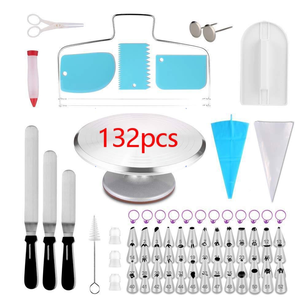 124 PCS FBA delivery cake turntable set with cake decorating icing piping nozzles set Cake Decorating Supplies kit