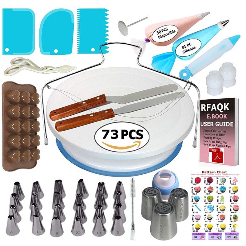124 PCS FBA delivery cake turntable set with cake decorating icing piping nozzles set Cake Decorating Supplies kit