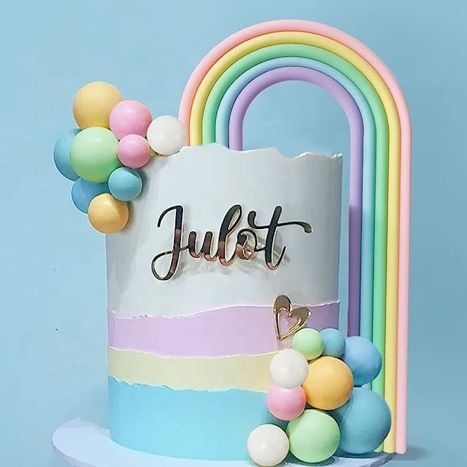 28PCS Rainbow Cake Toppers Colorful Balls Cake Decorations for Wedding Baby Shower Girls Boys Birthday Party Supplies
