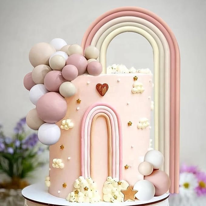 28PCS Rainbow Cake Toppers Colorful Balls Cake Decorations for Wedding Baby Shower Girls Boys Birthday Party Supplies