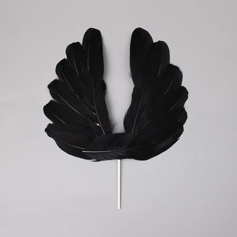 Hot selling Black White Pink Red Feather Insert Baking Supplies Beautiful Angel Wings Wedding Birthday Cake Toppers