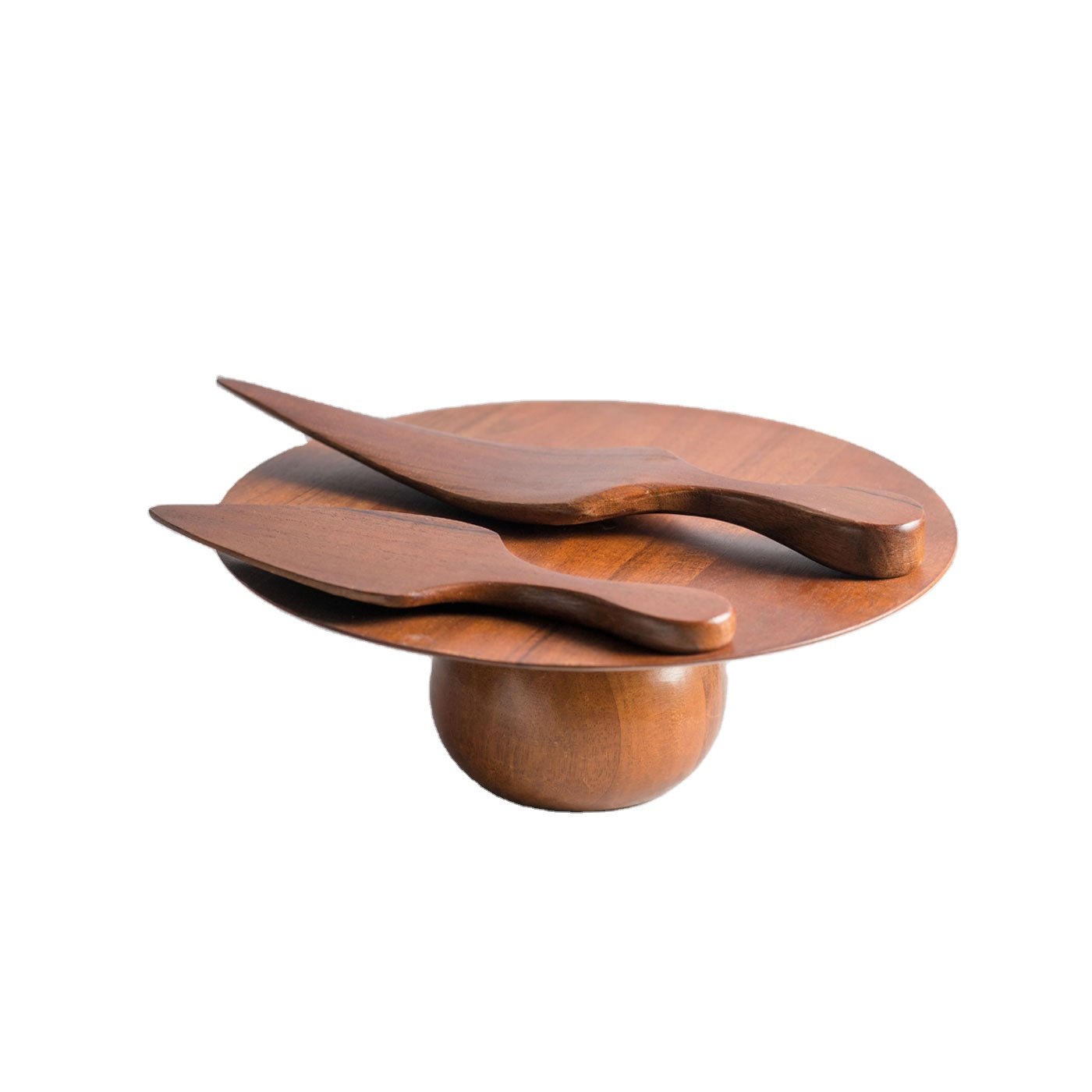 Designer Wooden Cake Stand With 2 Slicers A Multifunctional Piece For Organising Decoration And Even For Serving Cheese Snacks