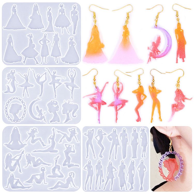 YS Pretty Girl Series Earrings Pendant Silicone Mold DIY Princess Model Dance Necklace Jewelry Decorative Handmade Accessories