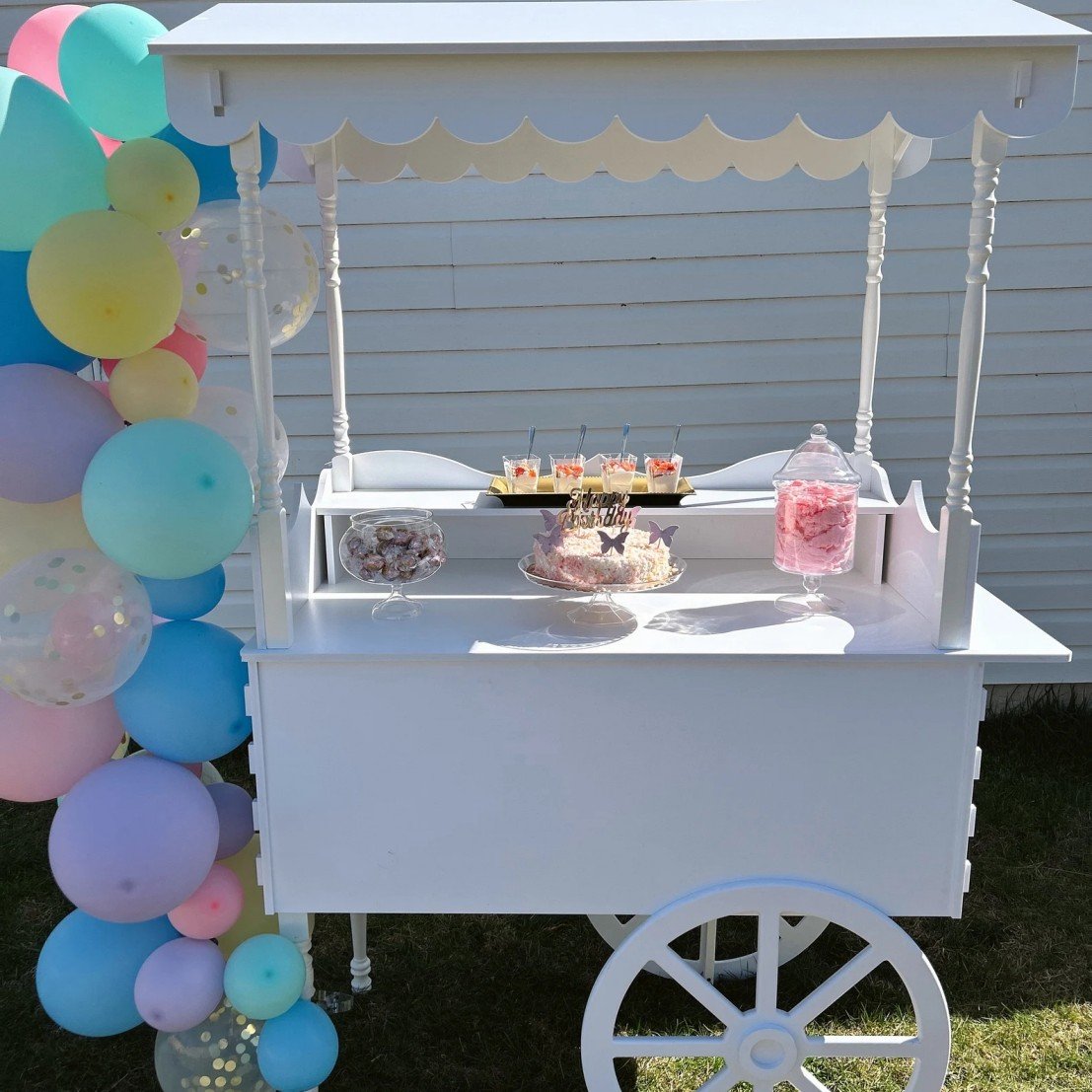 Customized wooden candy cart With wheels for wedding children wood display racks party decoration sweet bar cake candy carts