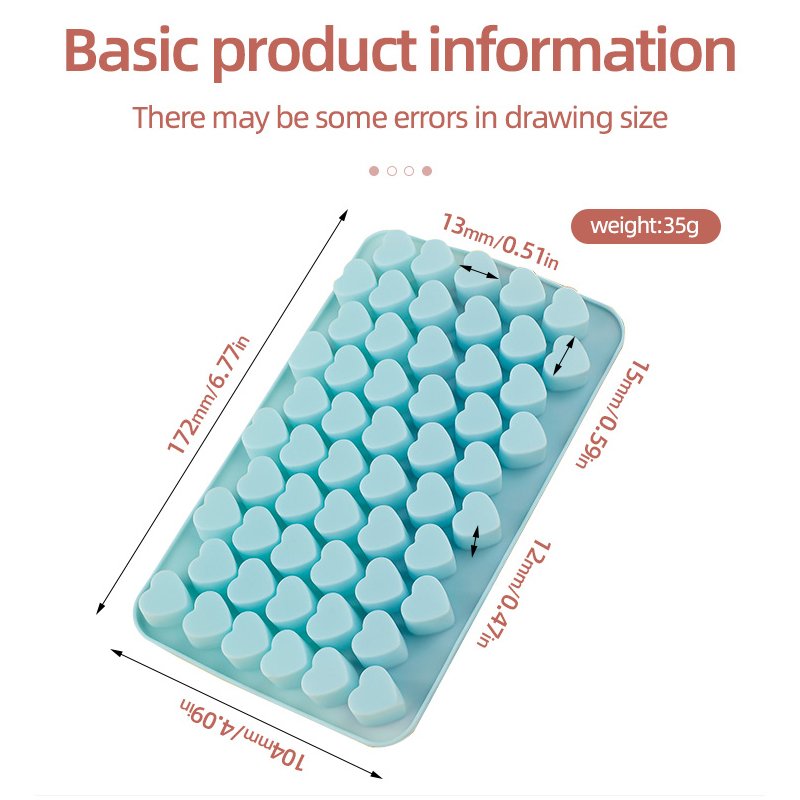 1pcs 55Cavity Heart Silicone Chocolate Molds Perfect for Making Mini Love Fudge and Baking Tools