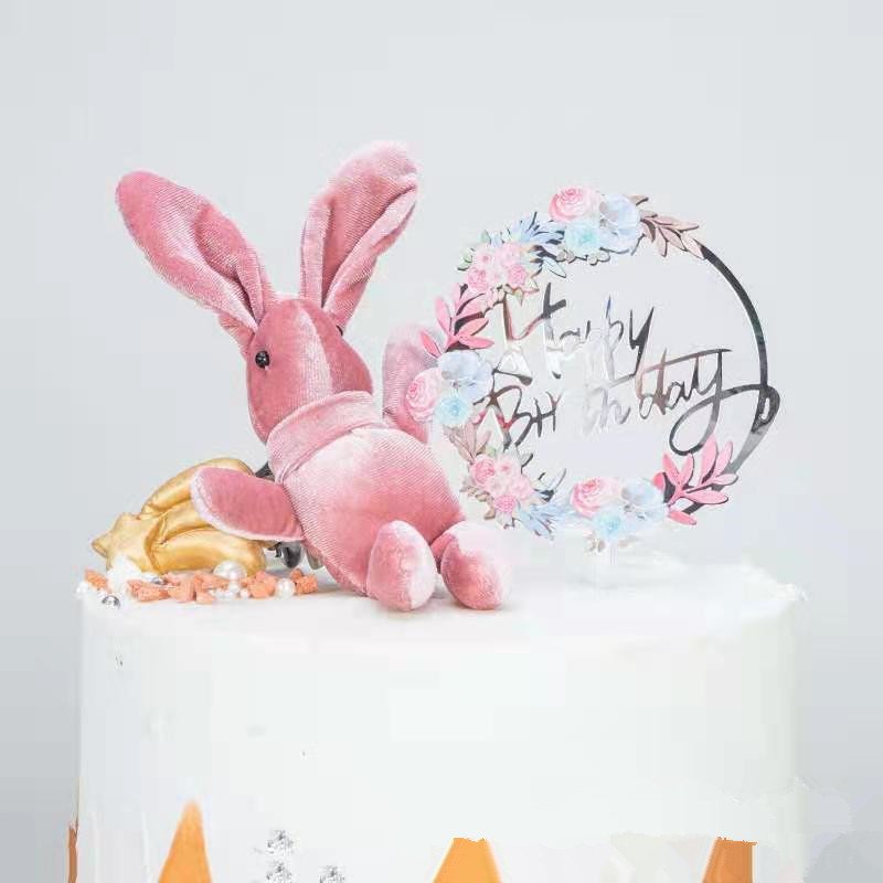 Colorful Cake Toppers Acrylic Flower Happy Birthday Letter Cake Topper For Birthday DIY Dessert Cake Decoration Supplies XQA800