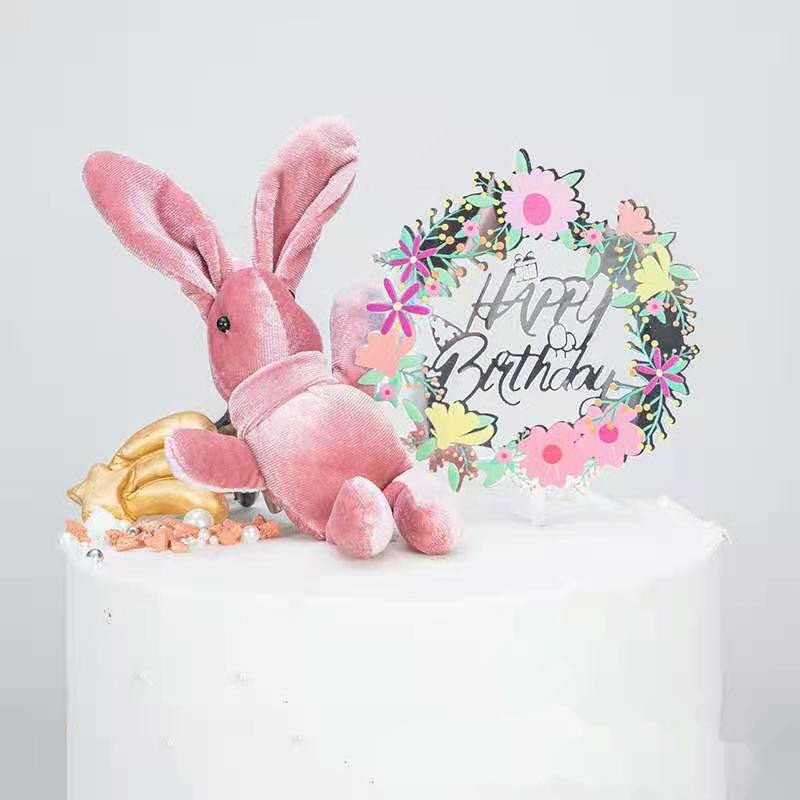 Colorful Cake Toppers Acrylic Flower Happy Birthday Letter Cake Topper For Birthday DIY Dessert Cake Decoration Supplies XQA800