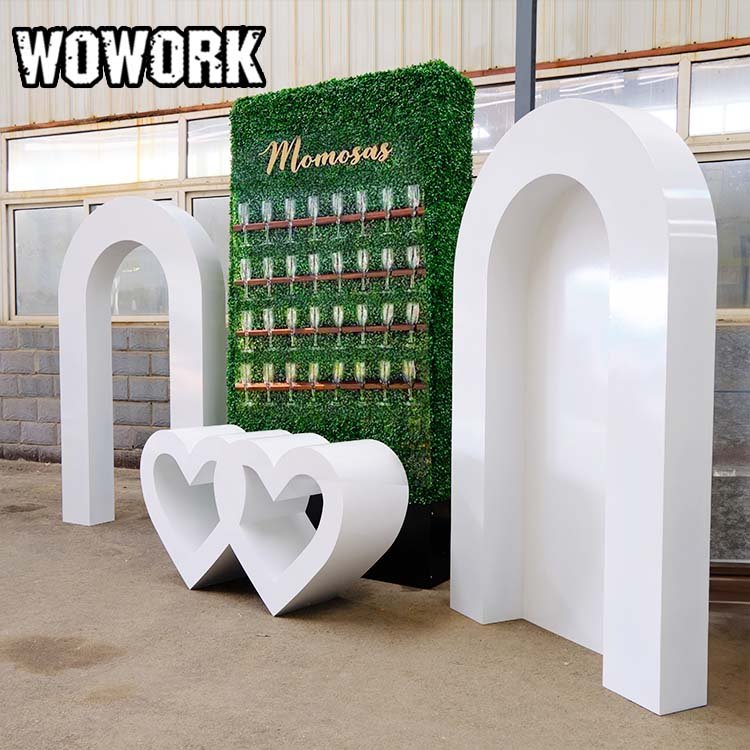 2024 WOWORK fushun big removable metal champagne wall display arch stand for wedding decoration birthday party supplies