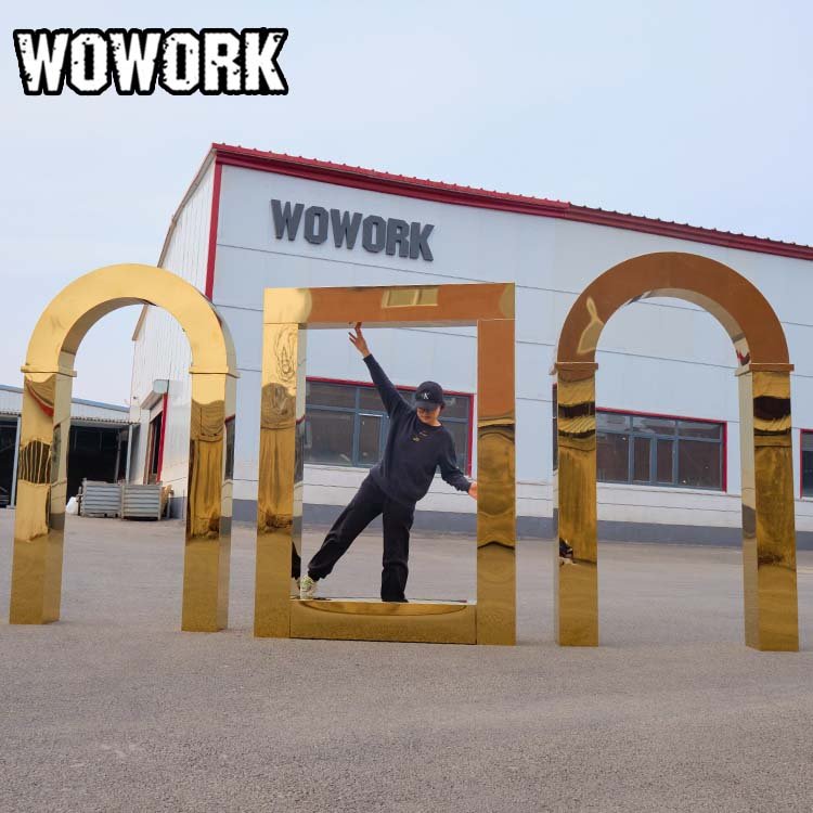 2024 WOWORK fushun big removable metal champagne wall display arch stand for wedding decoration birthday party supplies