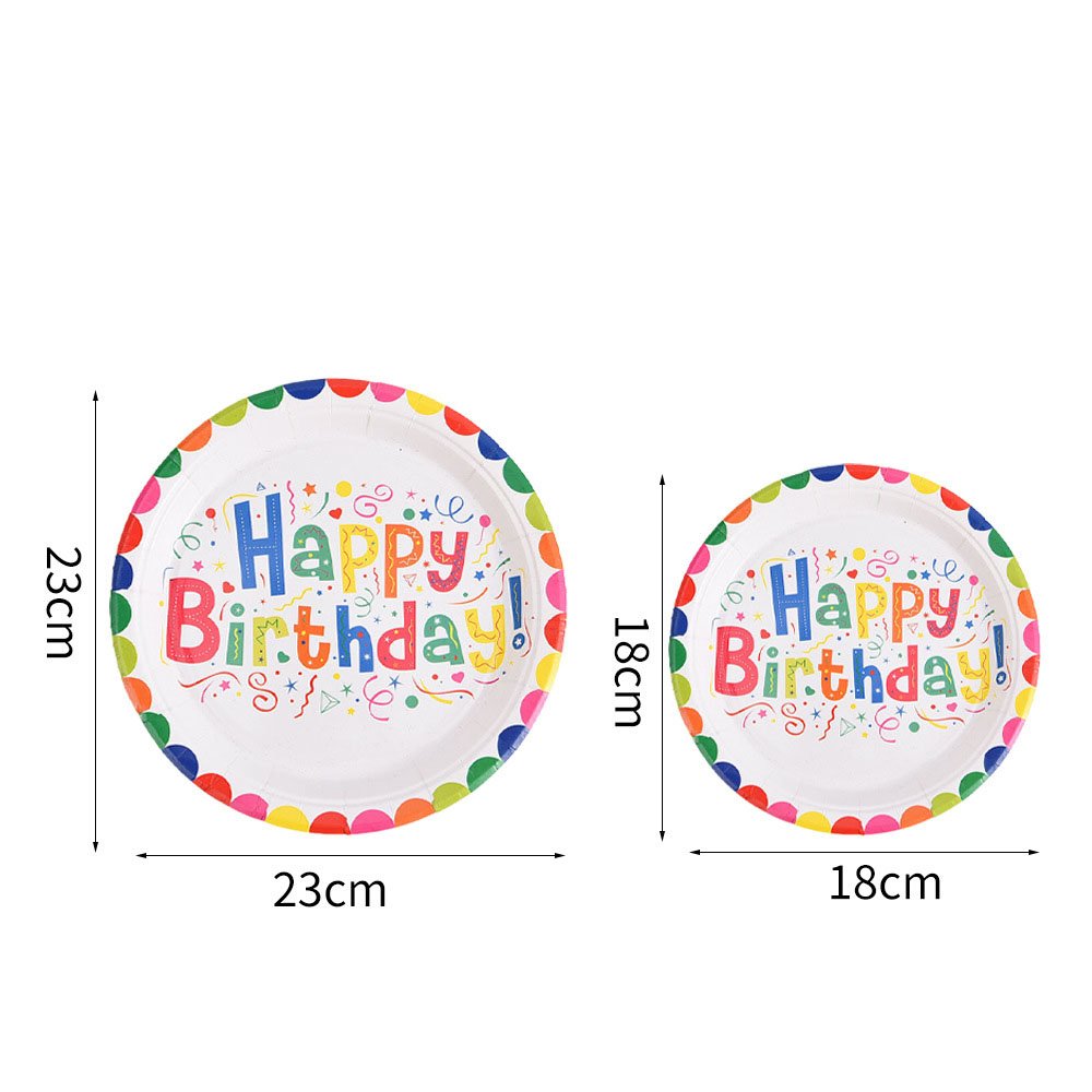 Ychon colorful birthday patterns plates dessert cakes plates holiday children happy birthday party supplies
