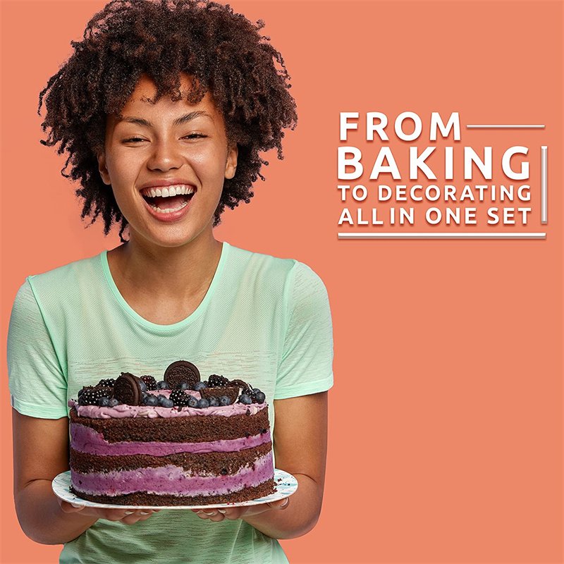 500pcs baking set with Stainless steel nozzle Rotating cake stand Disposable piping bag cake decorating accessories