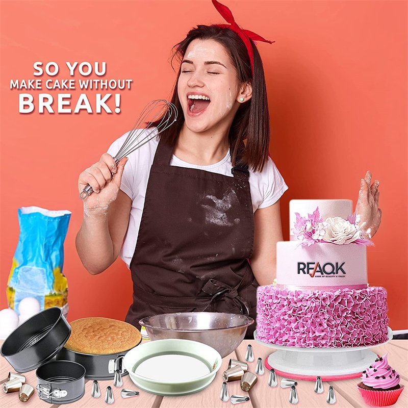 500pcs baking set with Stainless steel nozzle Rotating cake stand Disposable piping bag cake decorating accessories