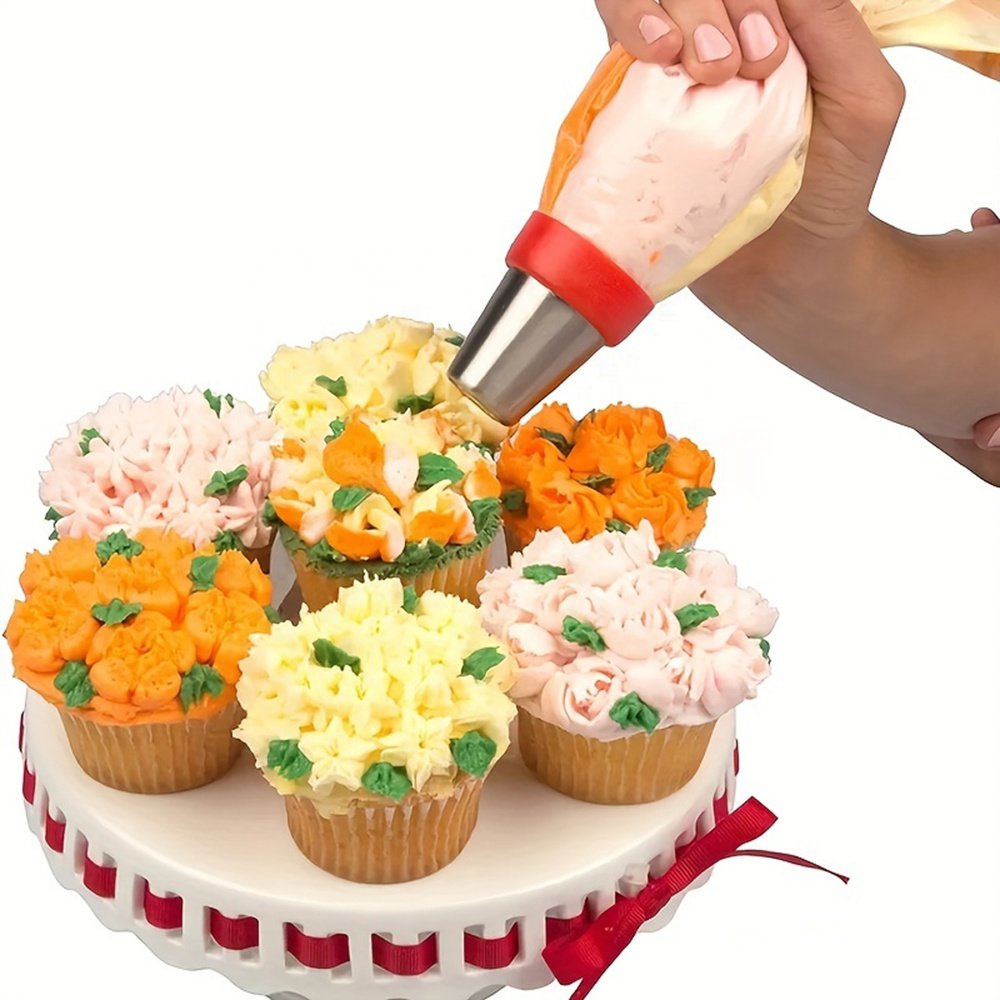 15pcs/set Stainless Steel Russian Nozzle Cream Icing Piping Tips and Pastry Bag Cake Decoration Tools