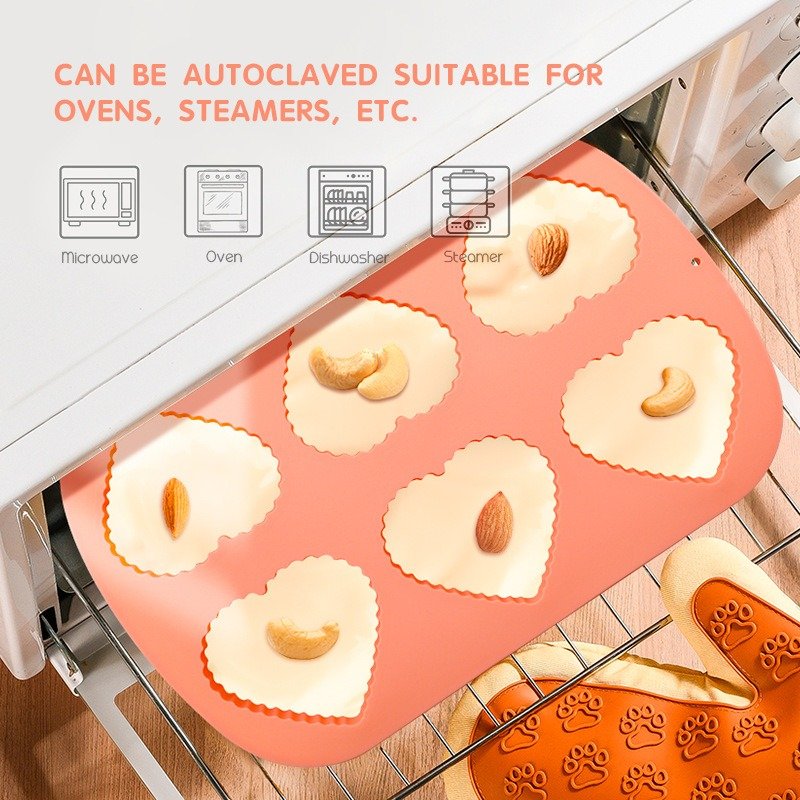 Early Riser 6 Cavity Heart Love Cake Mold Cake Tools Wedding Decor Baking Molds for Making Chocolate Jelly Scented Candle Soap