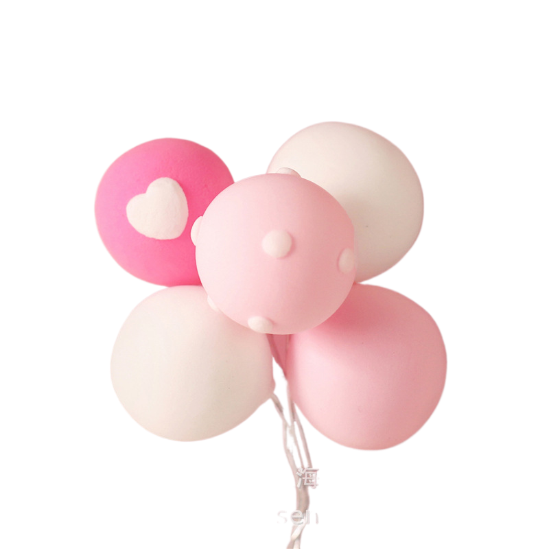 8pcs Ball Bundle Colorful Clay Balloons Cake Toppers Creative Cupcake Card Flag wedding Birthday Party Baby Shower Dessert Decor