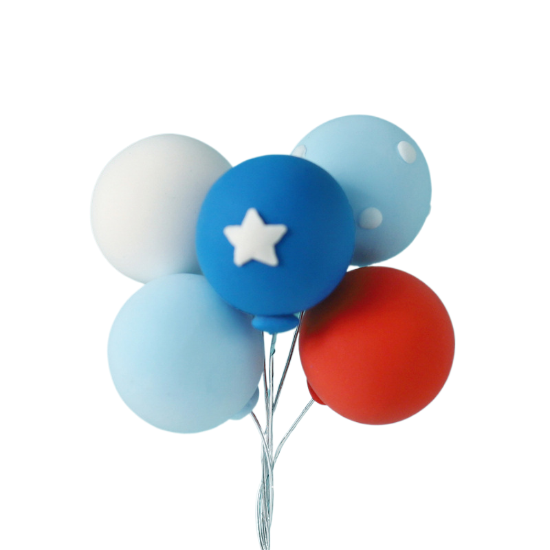 8pcs Ball Bundle Colorful Clay Balloons Cake Toppers Creative Cupcake Card Flag wedding Birthday Party Baby Shower Dessert Decor