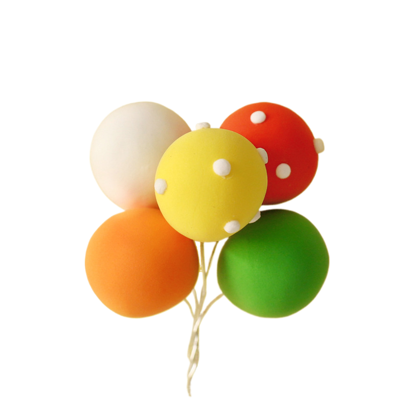 8pcs Ball Bundle Colorful Clay Balloons Cake Toppers Creative Cupcake Card Flag wedding Birthday Party Baby Shower Dessert Decor