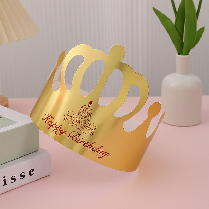New Birthday Hats Party Supplies Bronzing Hat Crown Golden Color With Happy Birthday Letters Cake Decoration Supplies Wholesale