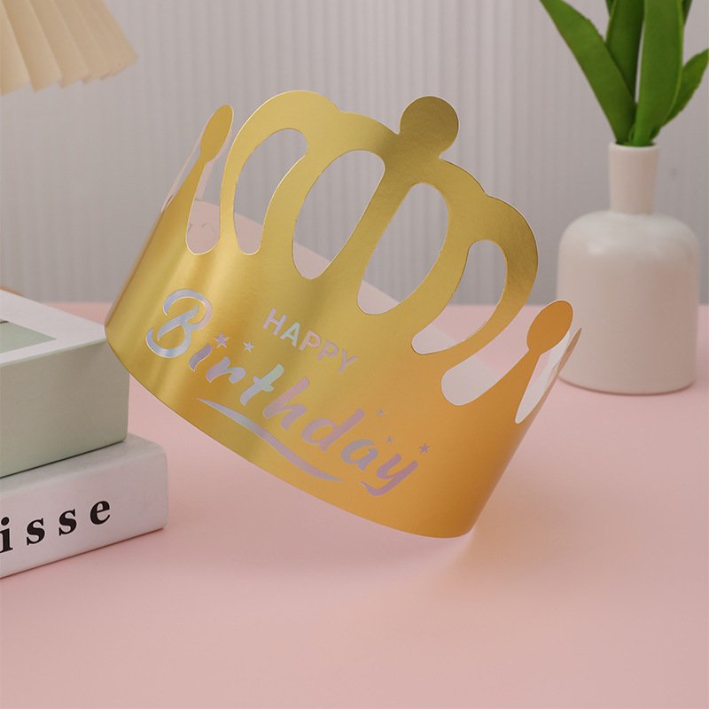 New Birthday Hats Party Supplies Bronzing Hat Crown Golden Color With Happy Birthday Letters Cake Decoration Supplies Wholesale