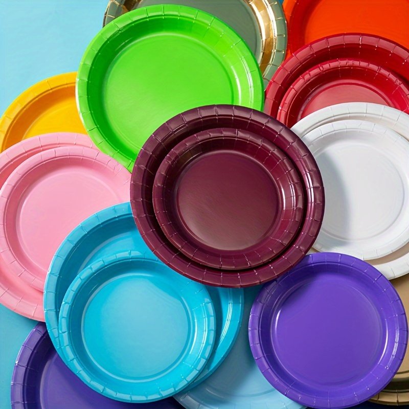 9inch Colorful Paper Plates Birthday Party Supplies Colored Disposable baby shower Paper plate Dessert Cake Decorations plate