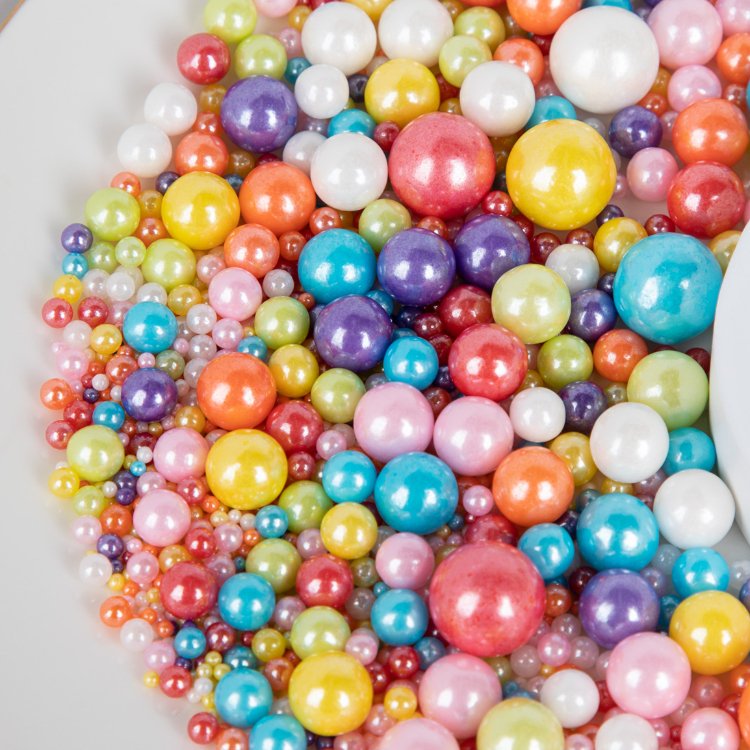 White Pearl Sugar Sprinkles Edible Candy Pearls 130g/4.58 Oz Baking Cake Decorations Wedding Party Christmas Supplies