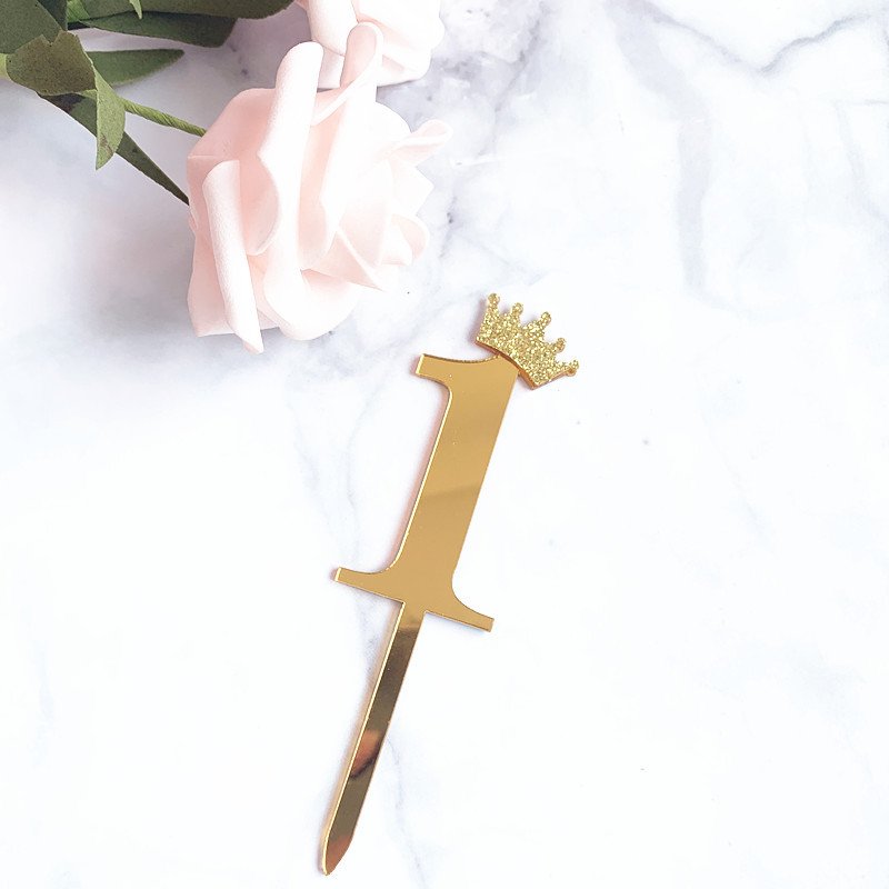 10.7cm High Number with Crown Cake Topper Decoration for Birthday Party Cake Decoration Cake Topper Wholesale