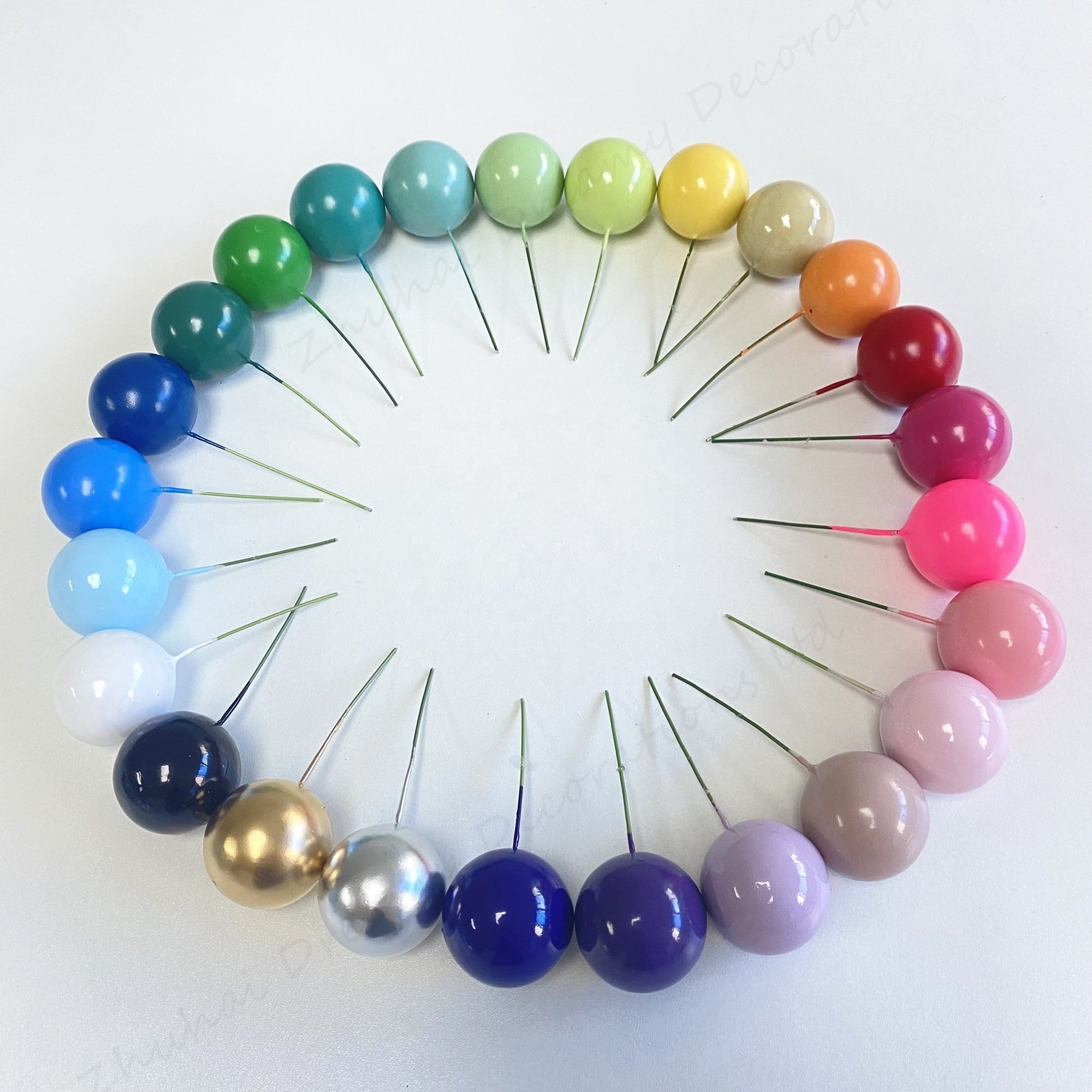 20pcs/bag Faux Balls 25 new colors balls Mixed Color Ball Happy Birthday Cake Topper Cake Decorations suppliers