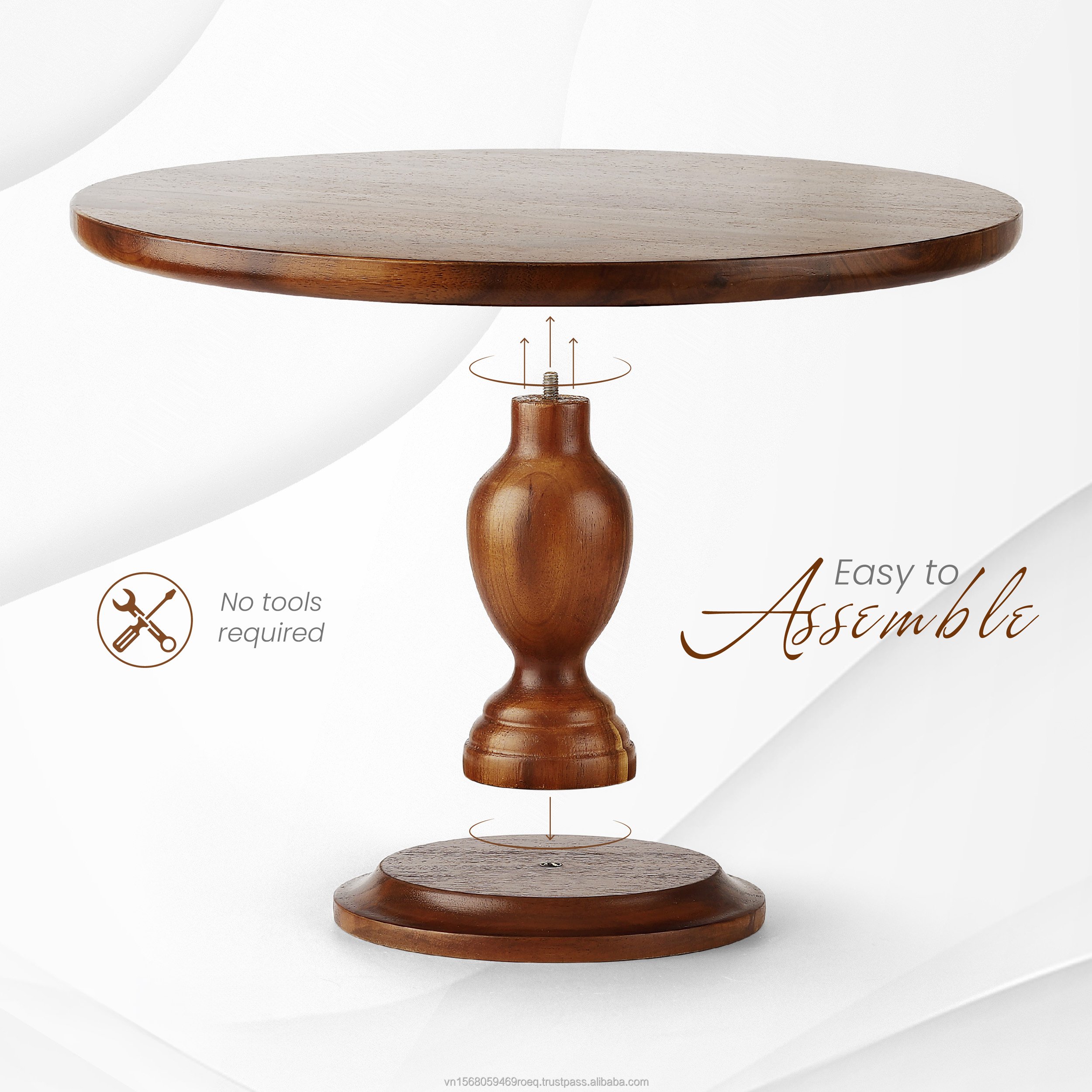 Wooden Acacia Hight Cake Stand Sets Cake Display Stand with 2 Spatulas Baking Accessories for Wedding Party Event Decoration
