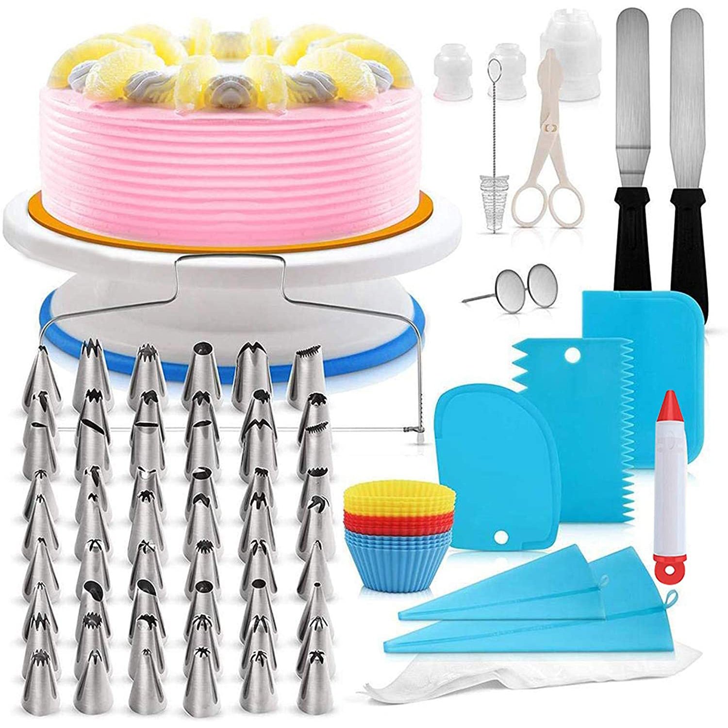 MultiFunction Kitchen Dessert Baking Supplies 106 Pcs Decorating Kit Turntable Set Pastry Tool Cake Decorating Kit