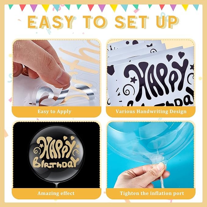 Balloon Decorations Happy Birthday Balloon Stickers Transparent Balloon for Birthday Party Indoor and Outdoor Supplies