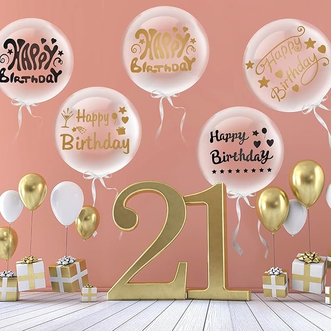 Balloon Decorations Happy Birthday Balloon Stickers Transparent Balloon for Birthday Party Indoor and Outdoor Supplies