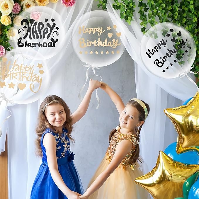 Balloon Decorations Happy Birthday Balloon Stickers Transparent Balloon for Birthday Party Indoor and Outdoor Supplies