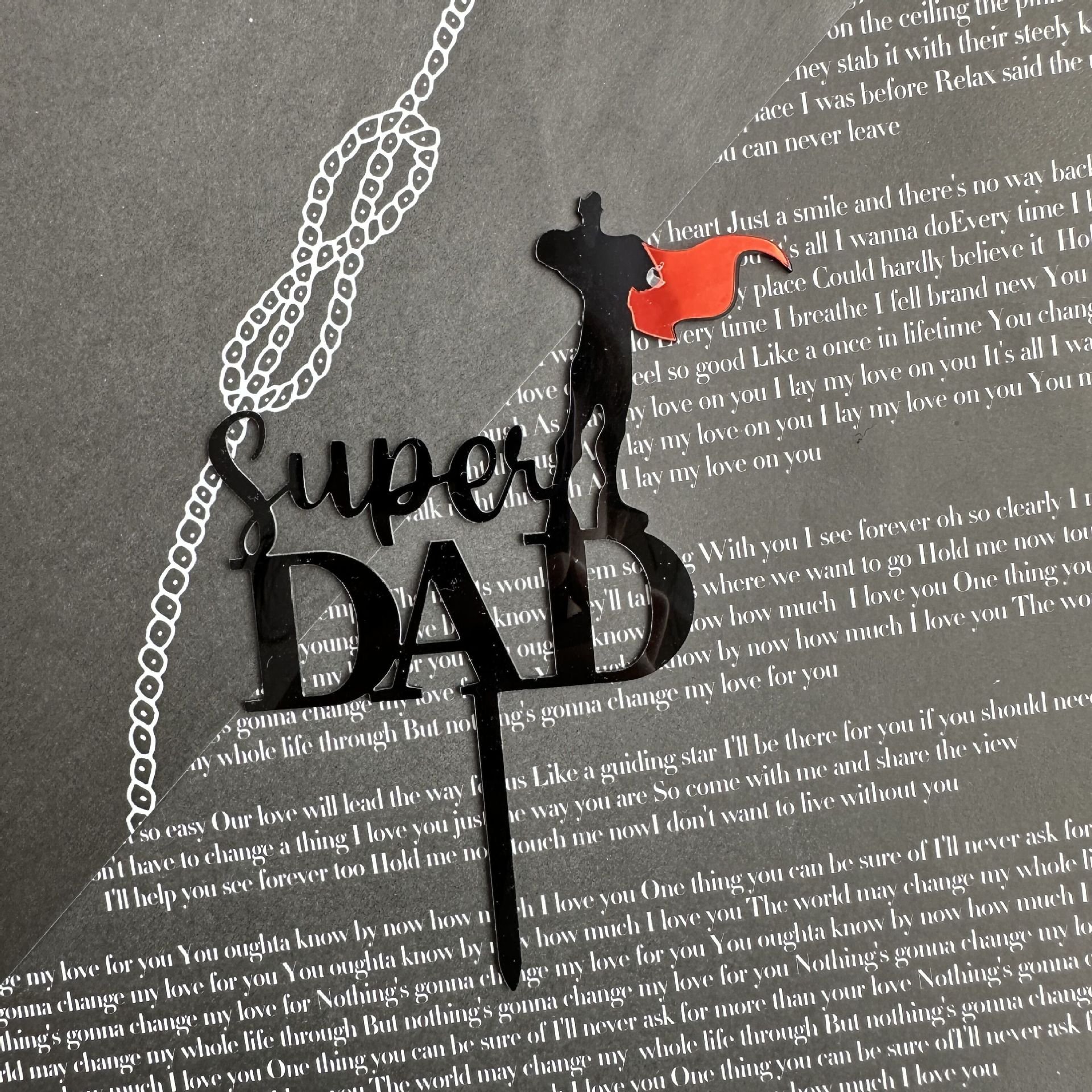 New Acrylic Happy Father's Day Cake Toppers Gold Super Dad Birthday Cake Decoration My King Father Birthday Party Cake Accessory
