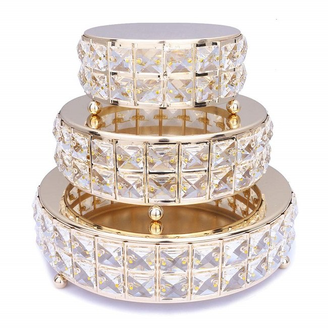 Wedding Supplies Classical Custom Three tiers Metal Crystal beaded Modern Cake Stand Dessert Decoration Elegant Cake Display