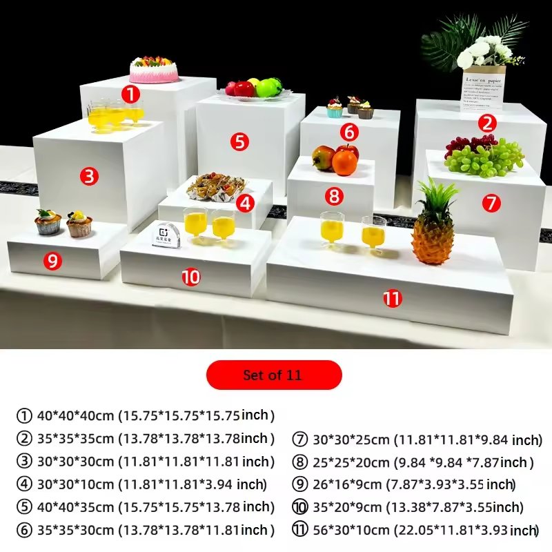 White Acrylic Buffet Food Risers Nesting Risers Acrylic Display Stand For Wedding Events Decoration